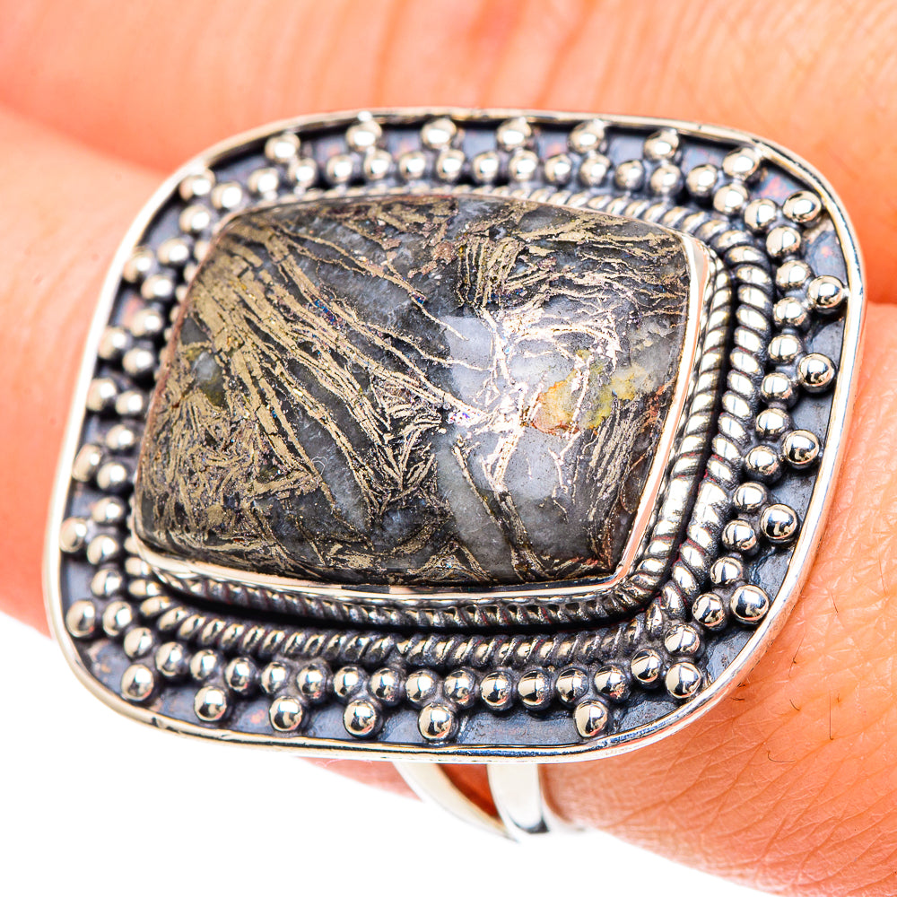 Pyrite Agate Rings handcrafted by Ana Silver Co - RING93223