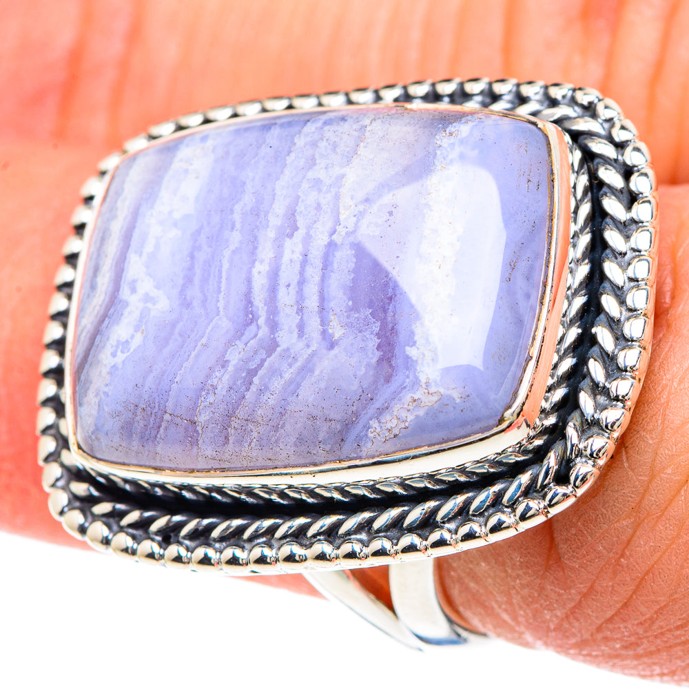 Blue Lace Agate Rings handcrafted by Ana Silver Co - RING93233