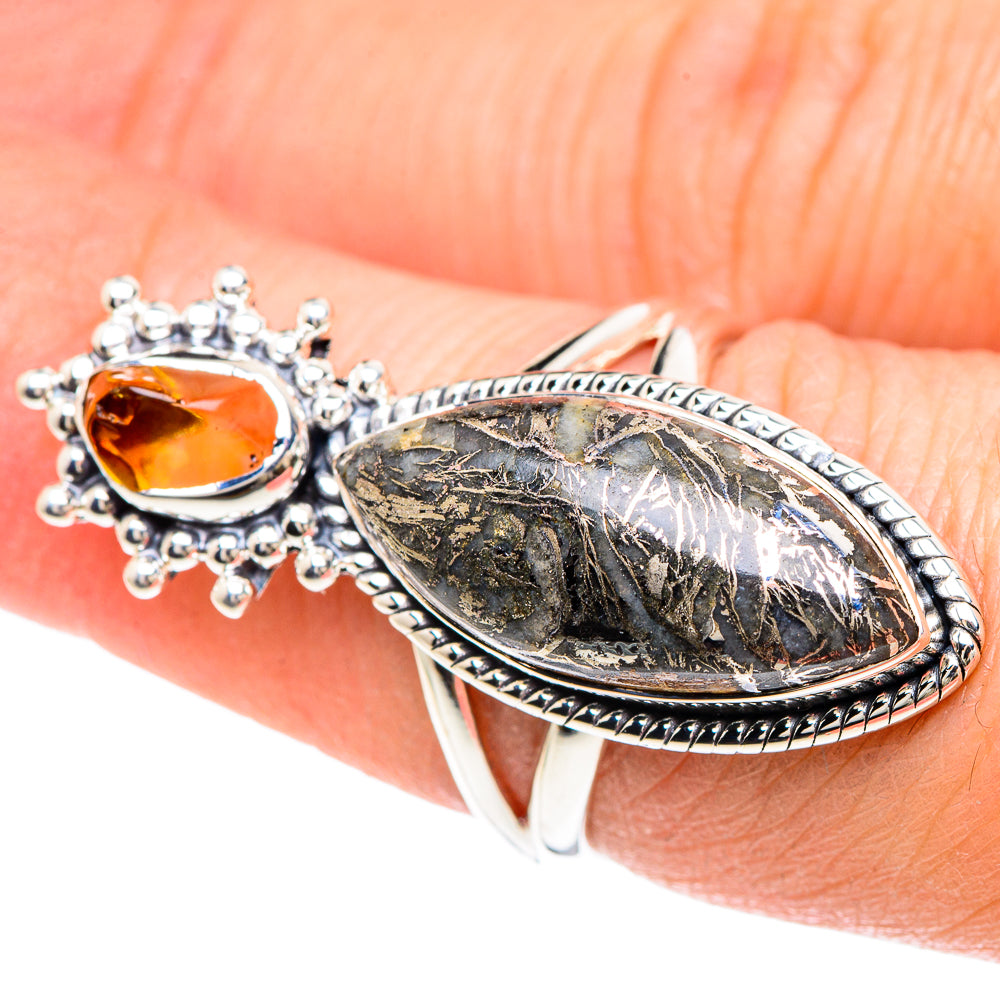 Pyrite Agate Rings handcrafted by Ana Silver Co - RING93281