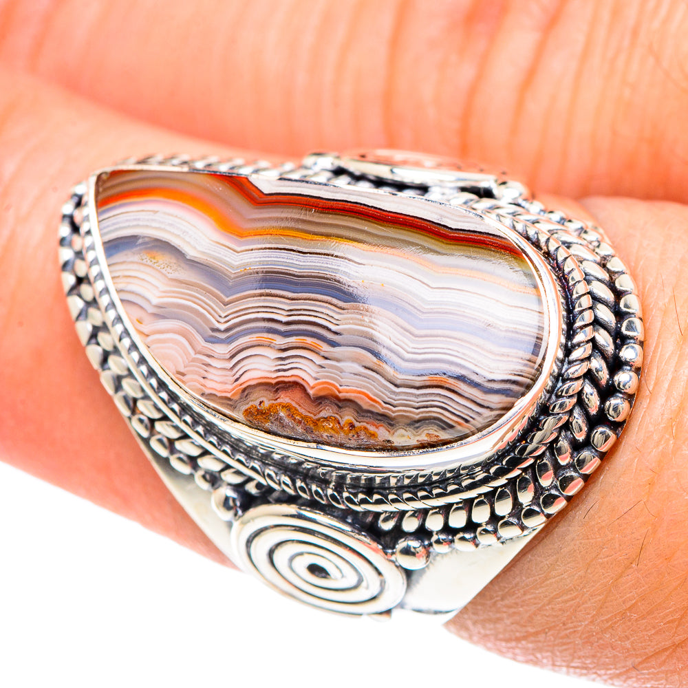 Crazy Lace Agate Rings handcrafted by Ana Silver Co - RING93294