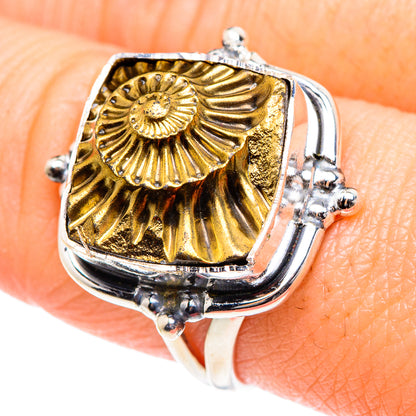 Pyrite Fossil Rings handcrafted by Ana Silver Co - RING93334