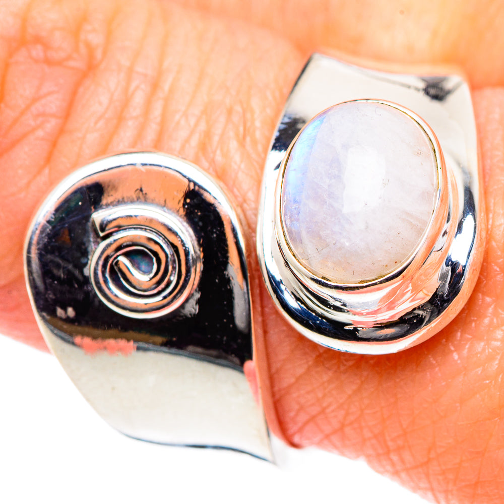 Rainbow Moonstone Rings handcrafted by Ana Silver Co - RING93358
