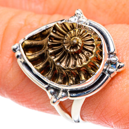 Pyrite Fossil Rings handcrafted by Ana Silver Co - RING93372