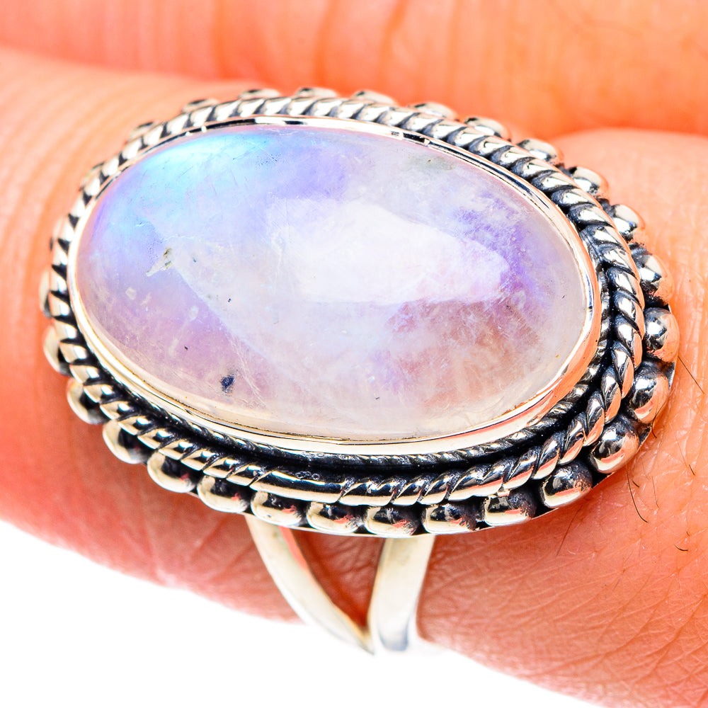 Rainbow Moonstone Rings handcrafted by Ana Silver Co - RING93373