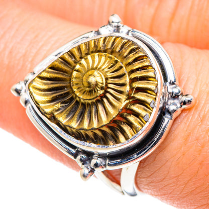 Pyrite Fossil Rings handcrafted by Ana Silver Co - RING93391