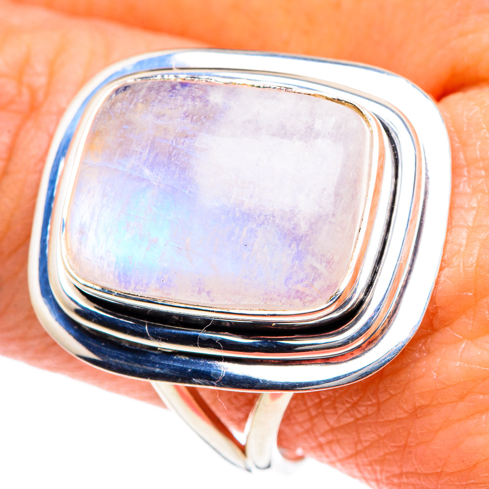 Rainbow Moonstone Rings handcrafted by Ana Silver Co - RING93392