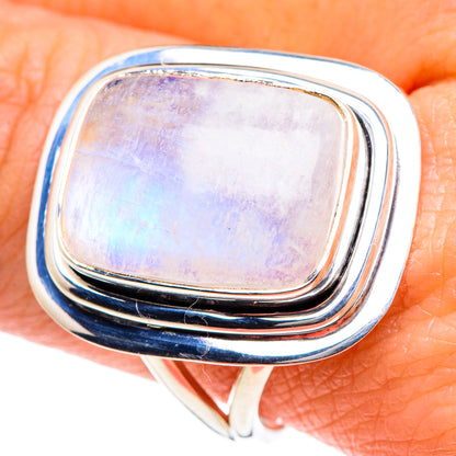 Rainbow Moonstone Rings handcrafted by Ana Silver Co - RING93392
