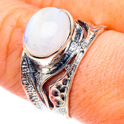 Rainbow Moonstone Rings handcrafted by Ana Silver Co - RING93393
