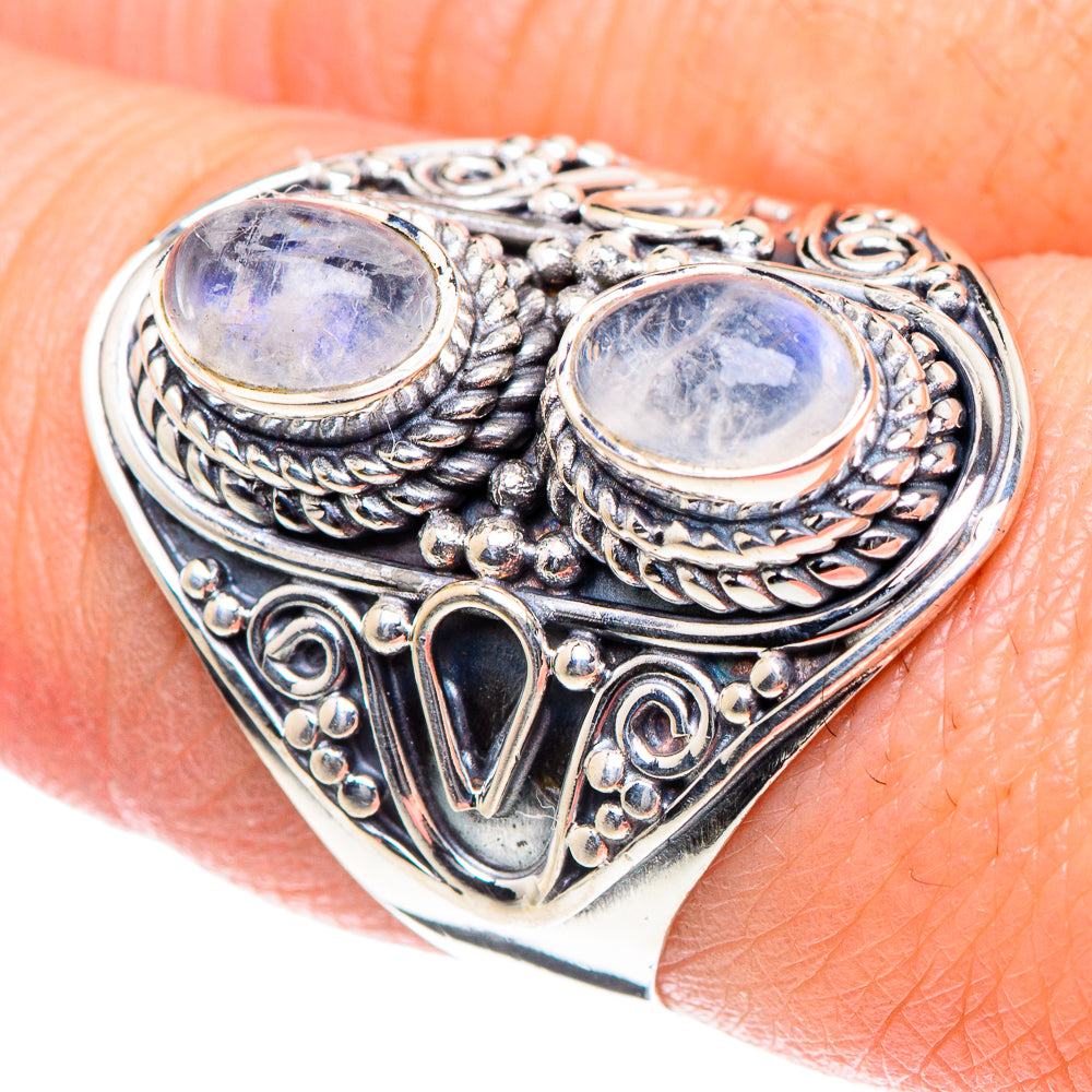 Rainbow Moonstone Rings handcrafted by Ana Silver Co - RING93410