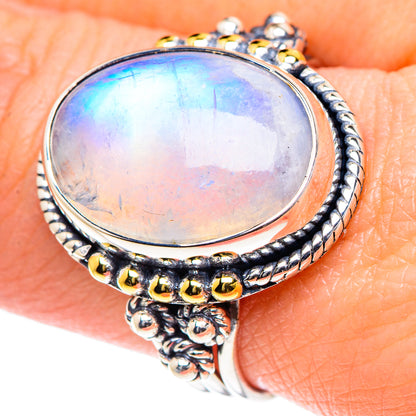 Rainbow Moonstone Rings handcrafted by Ana Silver Co - RING93411