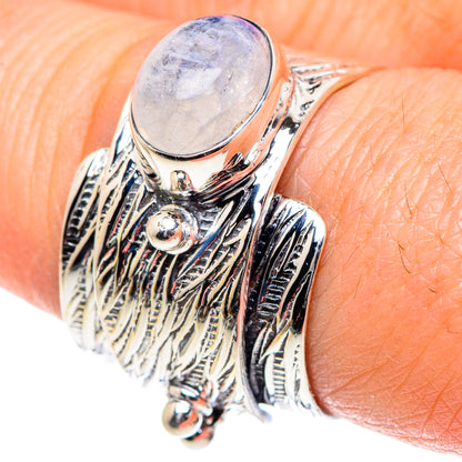 Rainbow Moonstone Rings handcrafted by Ana Silver Co - RING93427