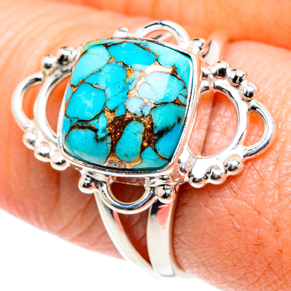Blue Copper Composite Turquoise Rings handcrafted by Ana Silver Co - RING93430