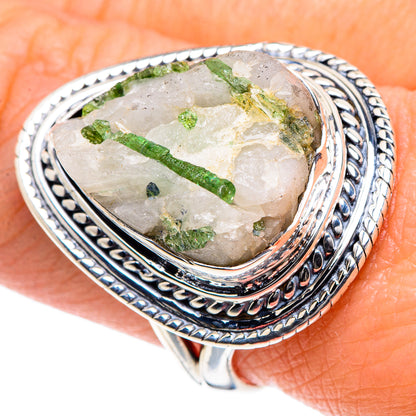 Green Tourmaline In Quartz Rings handcrafted by Ana Silver Co - RING93445