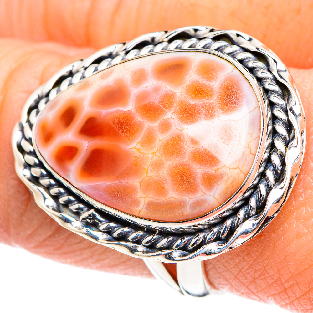 Fire Crab Agate Rings handcrafted by Ana Silver Co - RING93452