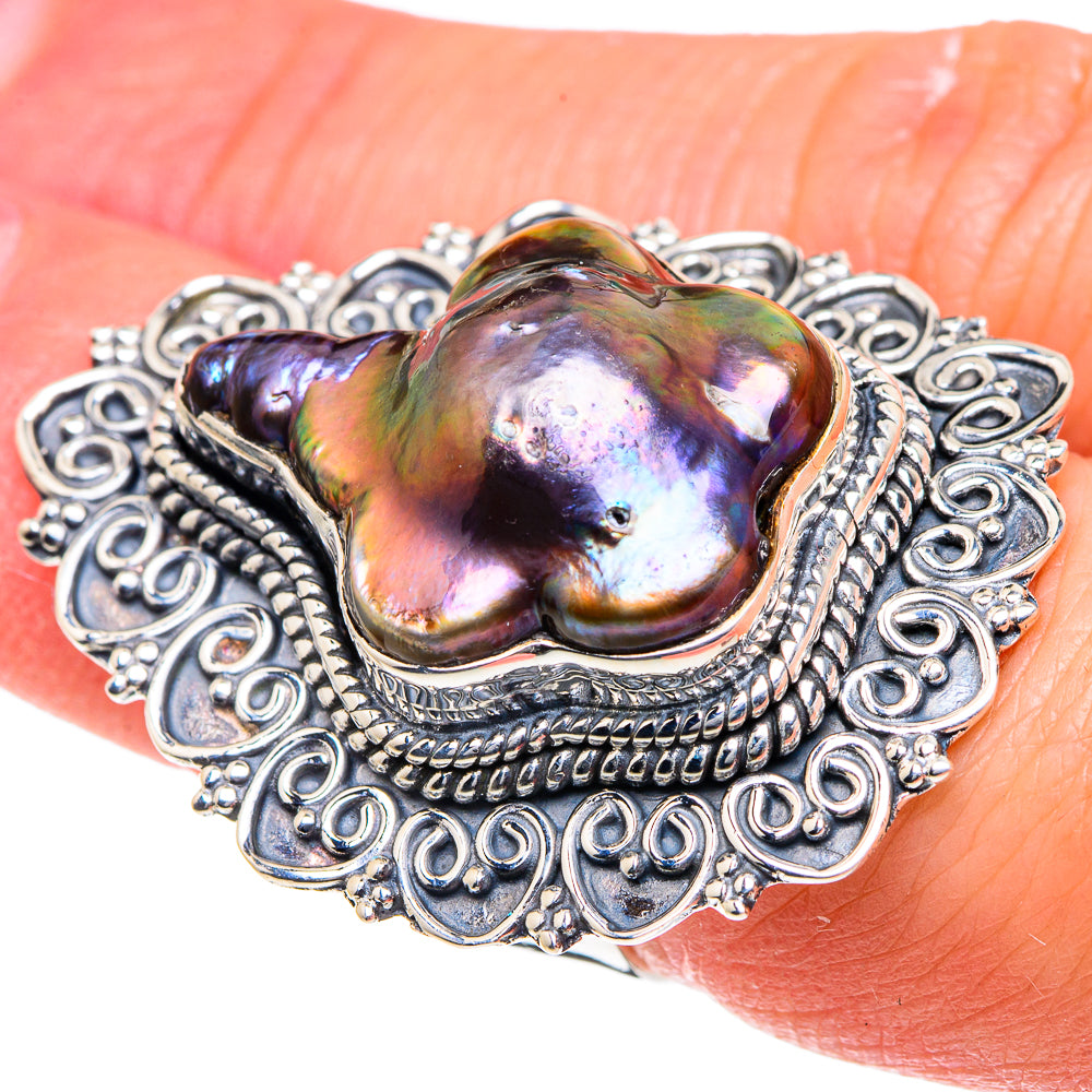 Titanium Mother Of Pearl Rings handcrafted by Ana Silver Co - RING93458