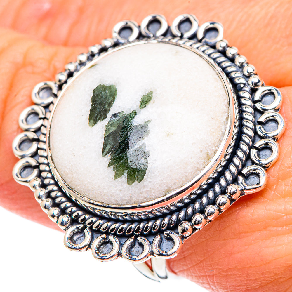 Green Tourmaline In Quartz Rings handcrafted by Ana Silver Co - RING93466