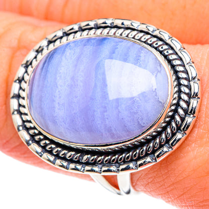 Blue Lace Agate Rings handcrafted by Ana Silver Co - RING93467