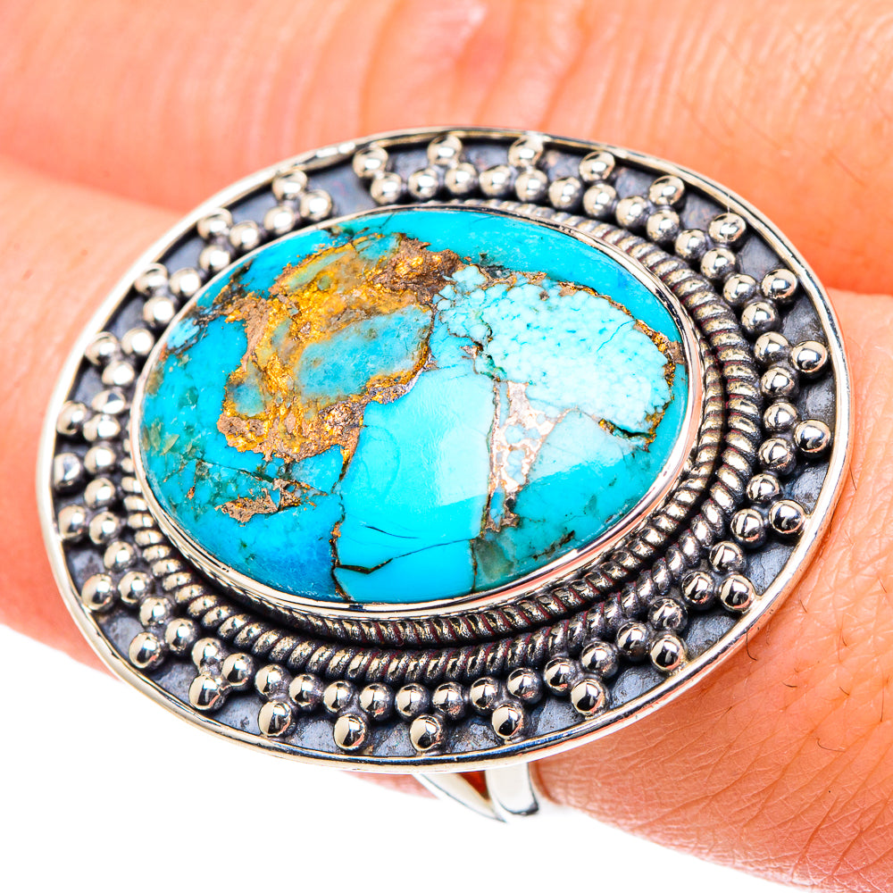 Blue Copper Composite Turquoise Rings handcrafted by Ana Silver Co - RING93475