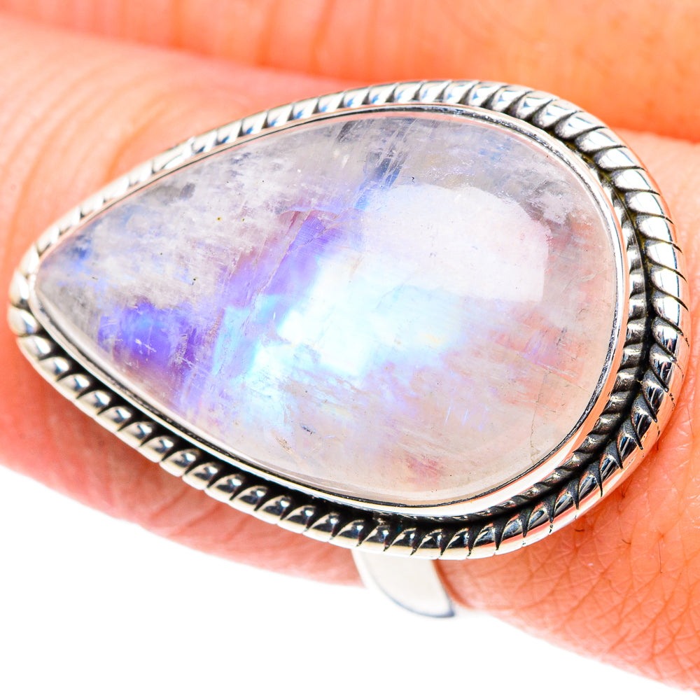 Rainbow Moonstone Rings handcrafted by Ana Silver Co - RING93504