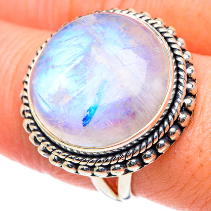 Rainbow Moonstone Rings handcrafted by Ana Silver Co - RING93505