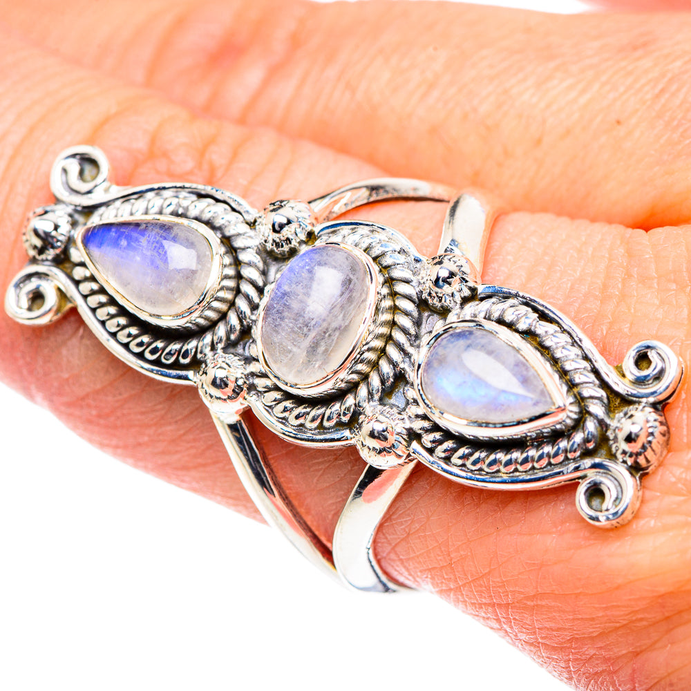 Rainbow Moonstone Rings handcrafted by Ana Silver Co - RING93537