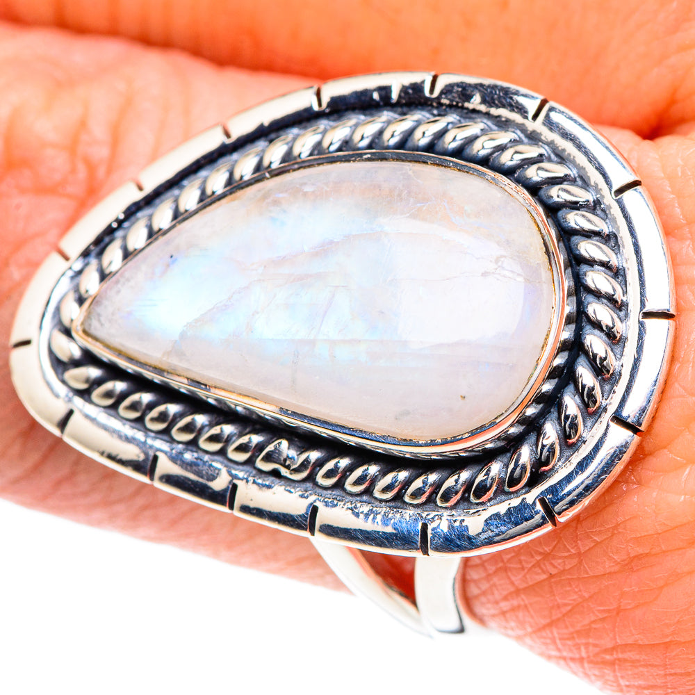 Rainbow Moonstone Rings handcrafted by Ana Silver Co - RING93556