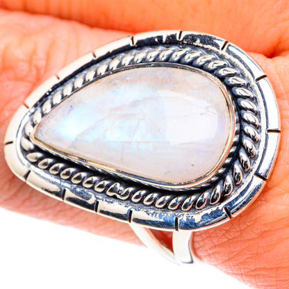 Rainbow Moonstone Rings handcrafted by Ana Silver Co - RING93556