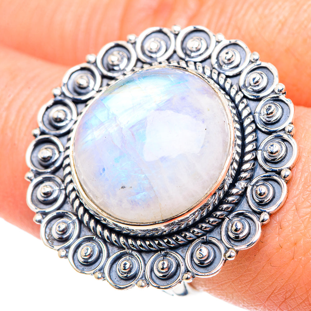 Rainbow Moonstone Rings handcrafted by Ana Silver Co - RING93557