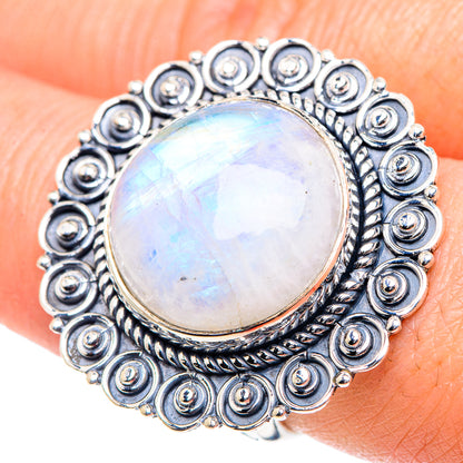 Rainbow Moonstone Rings handcrafted by Ana Silver Co - RING93557