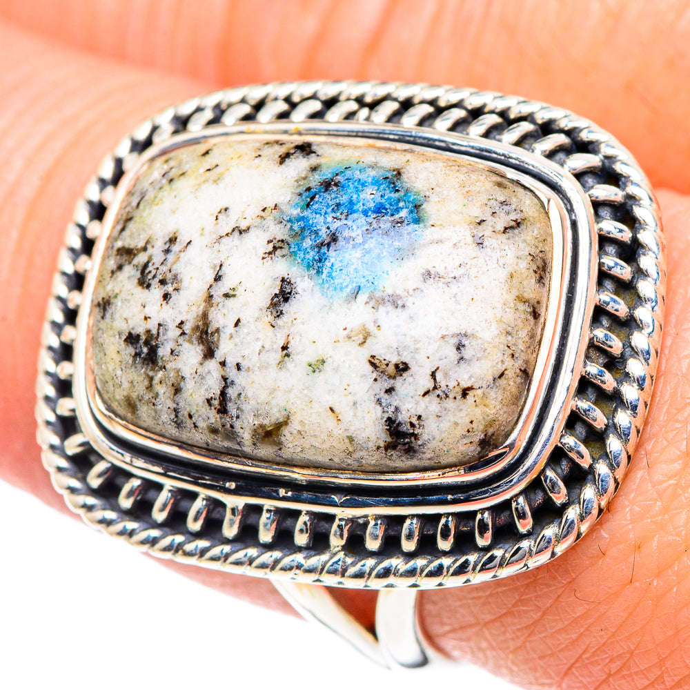 K2 Blue Azurite Rings handcrafted by Ana Silver Co - RING93565