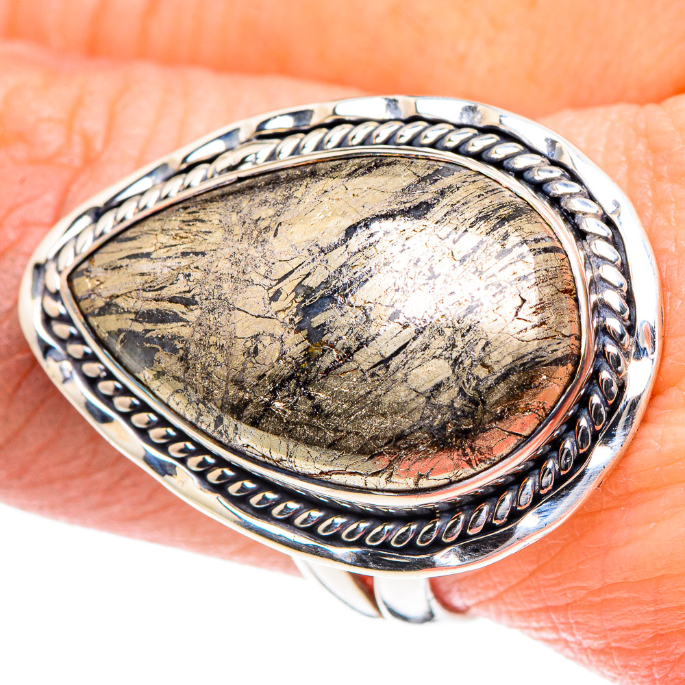 Pyrite Agate Rings handcrafted by Ana Silver Co - RING93623