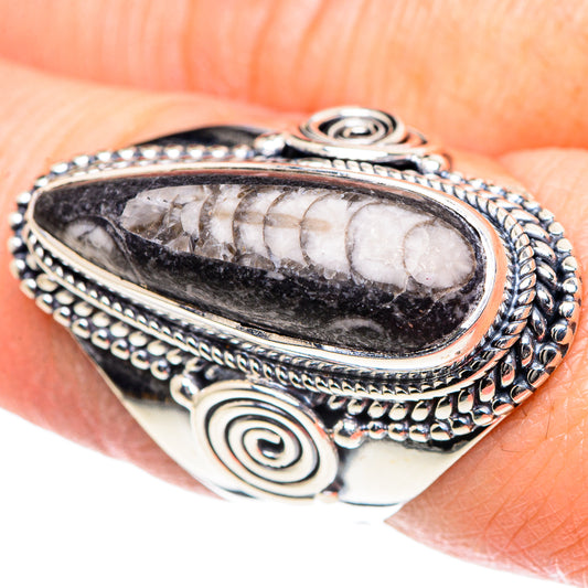 Orthoceras Fossil Rings handcrafted by Ana Silver Co - RING93624