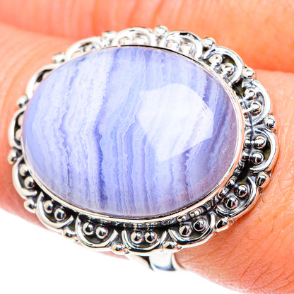 Blue Lace Agate Rings handcrafted by Ana Silver Co - RING93626
