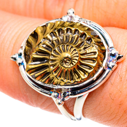 Pyrite Fossil Rings handcrafted by Ana Silver Co - RING93678