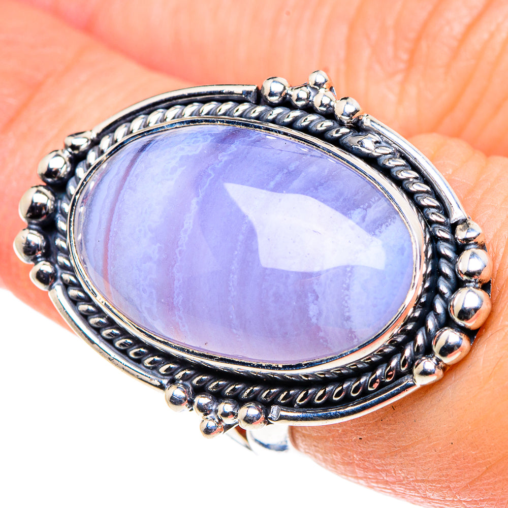 Blue Lace Agate Rings handcrafted by Ana Silver Co - RING93681