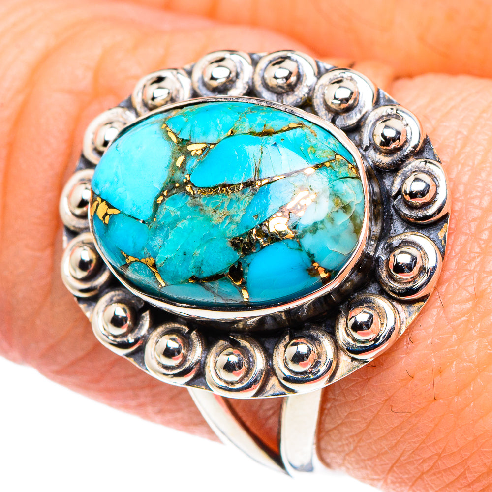 Blue Copper Composite Turquoise Rings handcrafted by Ana Silver Co - RING93689