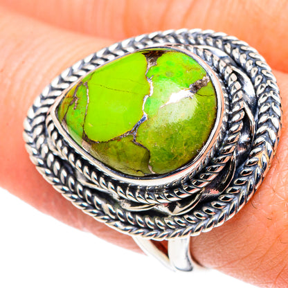 Green Copper Composite Turquoise Rings handcrafted by Ana Silver Co - RING93693