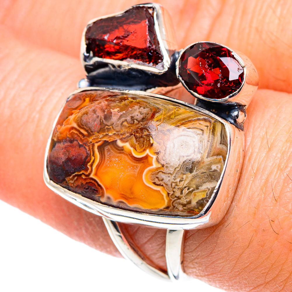 Crazy Lace Agate Rings handcrafted by Ana Silver Co - RING93695