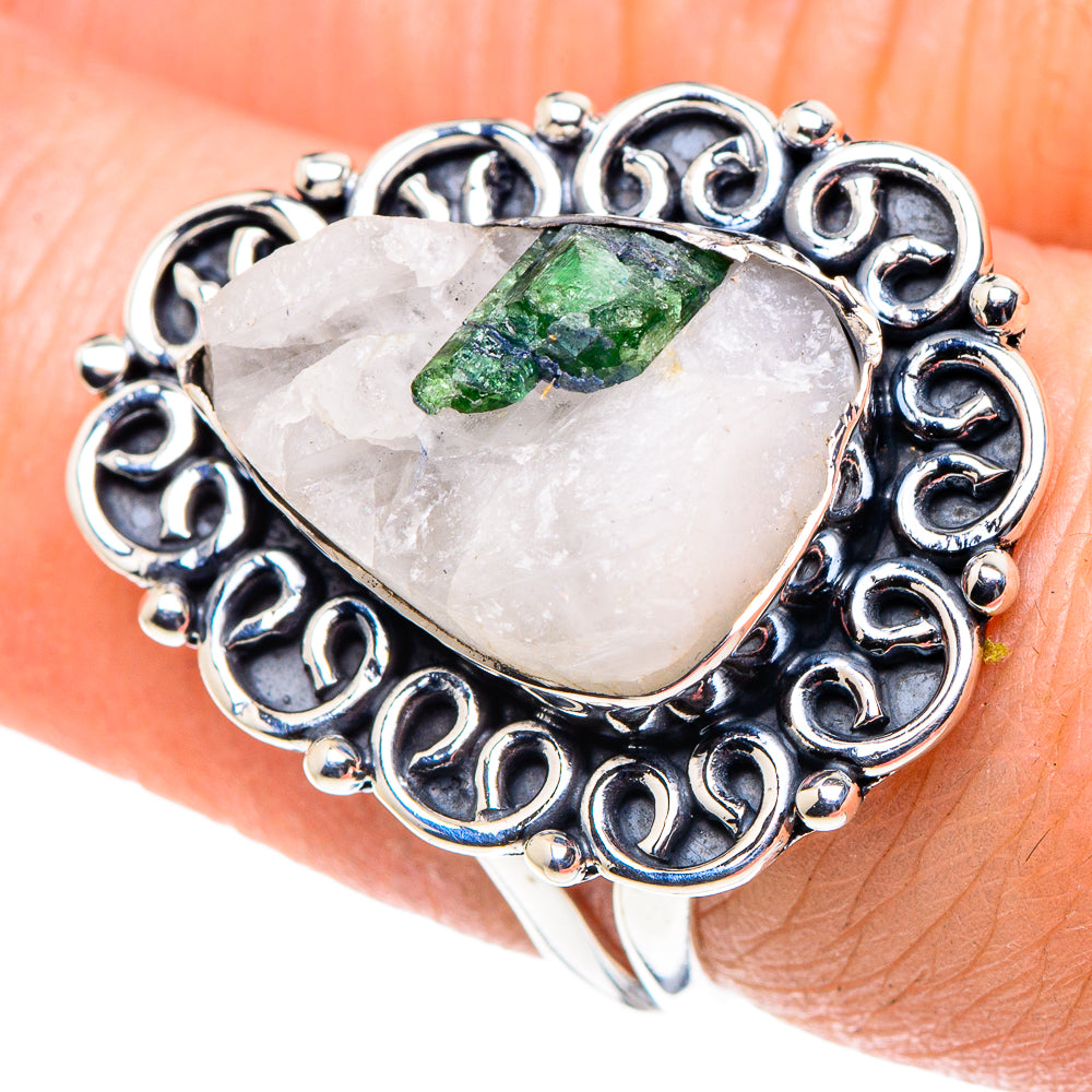 Green Tourmaline In Quartz Rings handcrafted by Ana Silver Co - RING93707