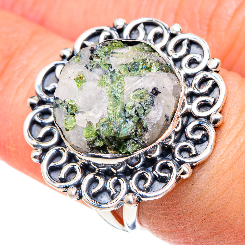 Green Tourmaline In Quartz Rings handcrafted by Ana Silver Co - RING93721