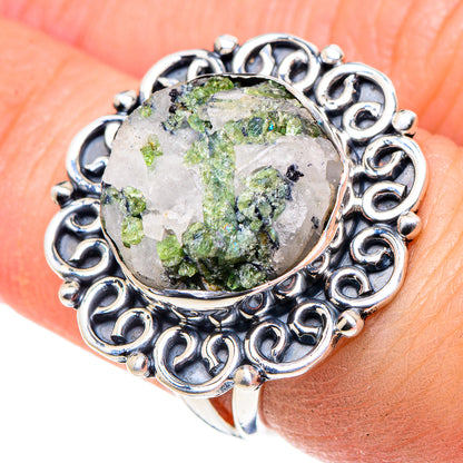 Green Tourmaline In Quartz Rings handcrafted by Ana Silver Co - RING93721