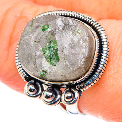 Green Tourmaline In Quartz Rings handcrafted by Ana Silver Co - RING93755