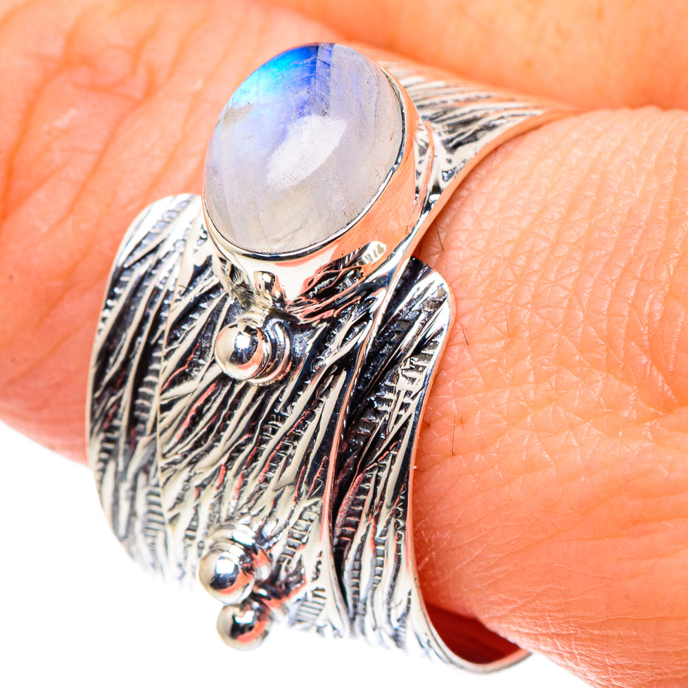 Rainbow Moonstone Rings handcrafted by Ana Silver Co - RING93758