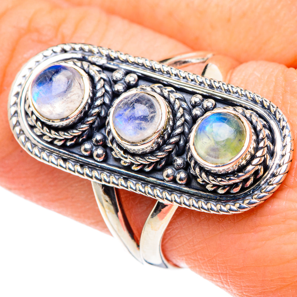 Rainbow Moonstone Rings handcrafted by Ana Silver Co - RING93759