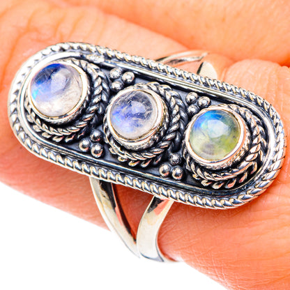 Rainbow Moonstone Rings handcrafted by Ana Silver Co - RING93759