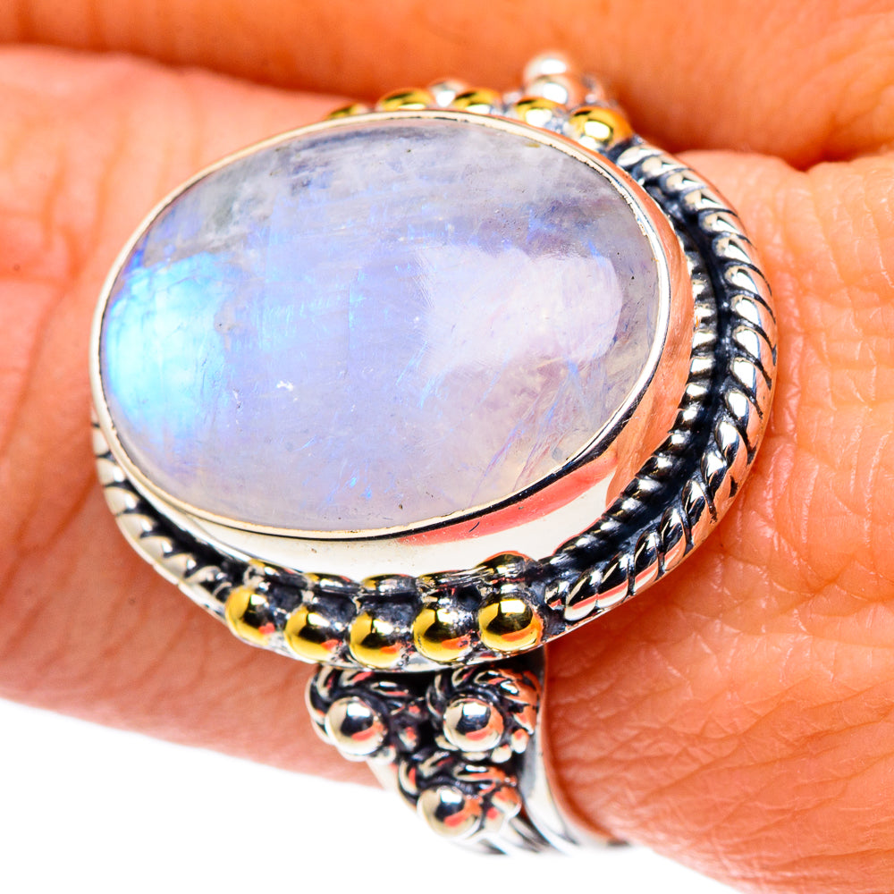 Rainbow Moonstone Rings handcrafted by Ana Silver Co - RING93776