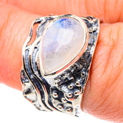 Rainbow Moonstone Rings handcrafted by Ana Silver Co - RING93777