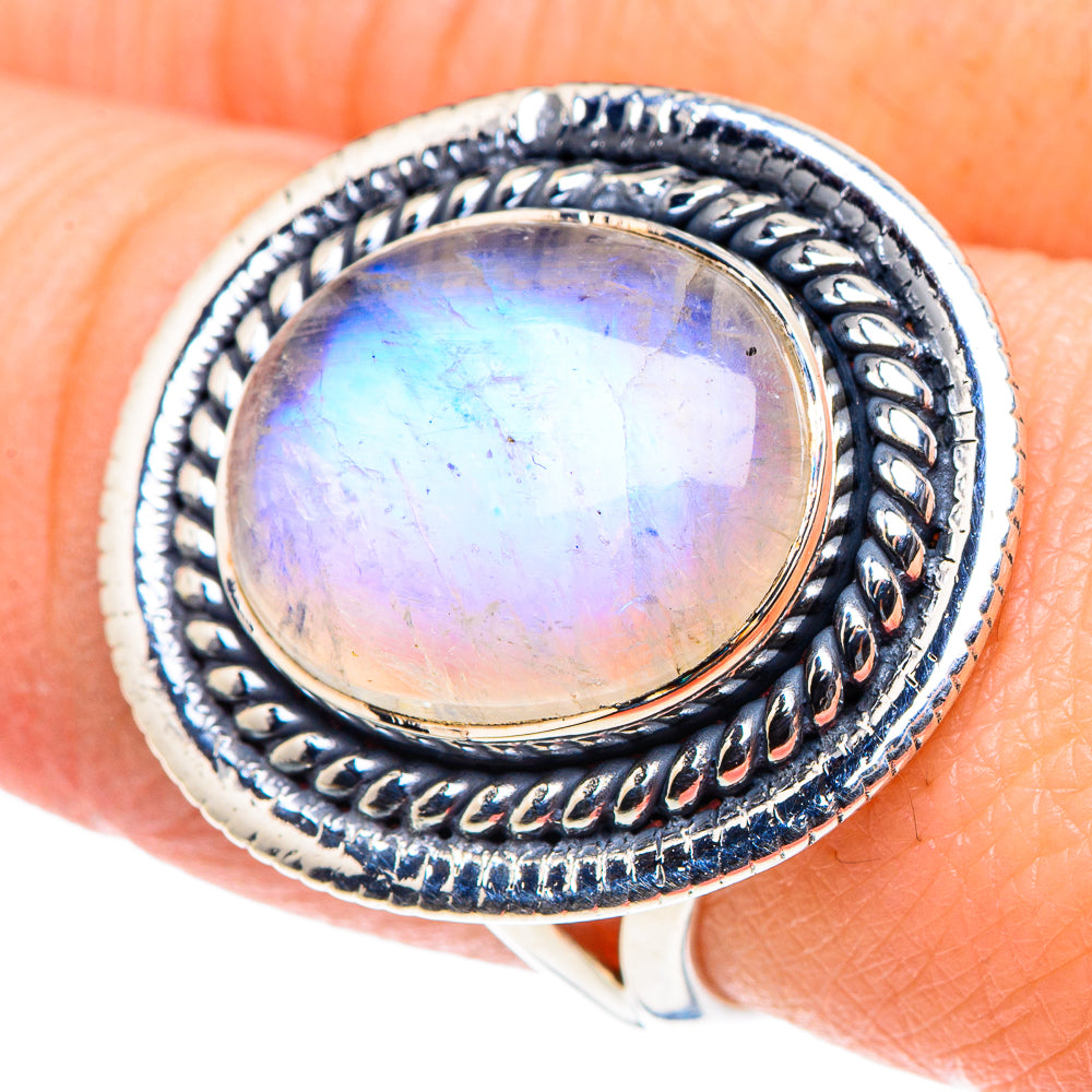 Rainbow Moonstone Rings handcrafted by Ana Silver Co - RING93778
