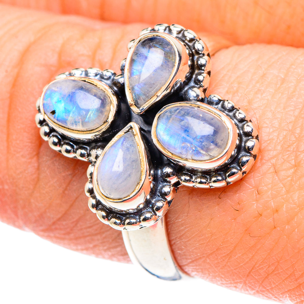 Rainbow Moonstone Rings handcrafted by Ana Silver Co - RING93779
