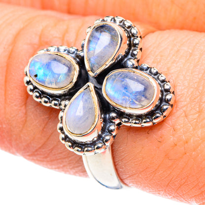 Rainbow Moonstone Rings handcrafted by Ana Silver Co - RING93779